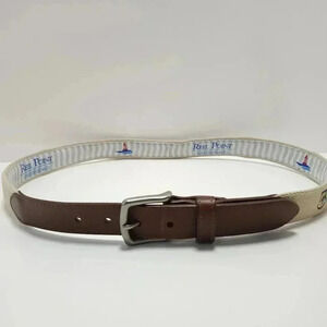 Reel Point Shelter Island Mens Belt Size 40 Embroidered Elk River